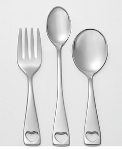 Ensemble de couverts en argent fini, design simple avec manche en forme de cœur, pour la salle à manger, la cuisine, la décoration de table et les cadeaux - Product Image 1