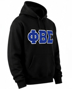 Phi Beta Sigma Black Hoodie <b>Men's</b> Cotton Fleece Sweatshirt Regular Fit Front Greek Letters Design Casual Breathable 360g Winter - Product Image 4