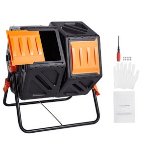 Composter a Doppia Camera da 37 Galloni con Aeratore ad Alto Volume, 2 Porte Scorrevoli in Acciaio e Contenitore per Compost Senza BPA - Product Image 1