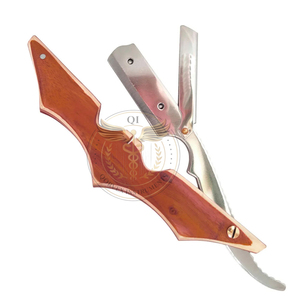 Rasoir droit professionnel en acier inoxydable avec manche en bois pour barbier, lame unique, personnalisable avec logo - Product Image 3