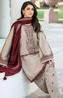 Baju Salwar Kameez Wanita Musim Panas Warna Dhanak Bordir Bahan Lawn/Katun Anti Kusut Setelan Santai Pakaian Etnik Pakistan/India