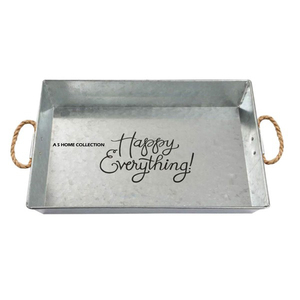 Plateau de Noël rectangulaire en métal et fer, design classique, vierge pour sublimation, avec poignée en corde, pour la maison et les hôtels, plateau de service alimentaire pour table - Product Image 1