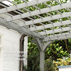 Pergola Gazebo Moderna in Legno 3,6x6m con Traliccio per Viti e Struttura Stabile per Piante Rampicanti, Finitura WPC Grigia - Product Image 5