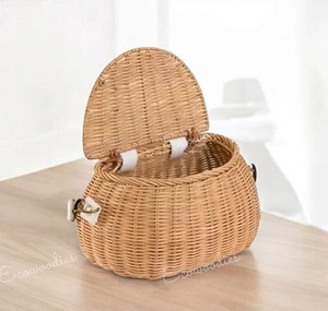 Cesta de Almacenamiento de Bambú y Ratán para Picnic y Camping, con Tapa de Madera y Asa, Ecológica, Multifuncional, Estilo Rústico Vintage, Forma Ovalada, Decoración para el Hogar - Product Image 3