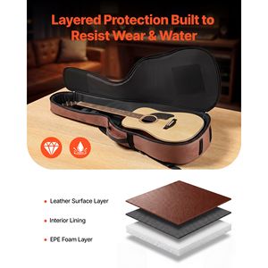 Étui rigide pour guitare acoustique 47,1 pouces, coque rigide Oxford, étui de voyage protecteur avec compartiment pour accessoires et rembourrage en mousse - Product Image 3