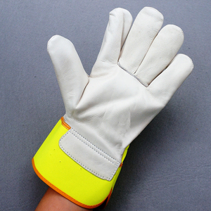 HI-VIS Reflective Canvas Industrial Construction Oil Resistant Safety protection Cowhide Leather Working <b>Glove</b> for Work - Product Image 6