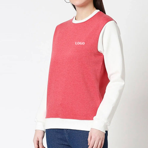 Sweat-shirt pour femme, couleur rouge, col rond, manches longues, tricoté en coton et fibre de bambou, vêtement décontracté d'automne, logo en lettres sur le devant - Product Image 4