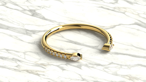 Luxury 18K Gold Marquise Round Diamond Open Cuff <b>Ring</b> Pave Set Bypass Adjustable <b>Stacking</b> <b>Ring</b> Band Fine Jewelry Gift for Women - Product Image 3