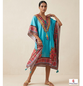 Women Printed <b>Kaftan</b> Dress Loose Fit Beach Wear Lightweight Fabric <b>Summer</b> Island Vacation Style Bulk Supply - Product Image 1