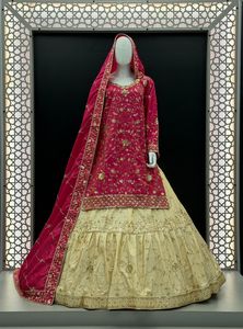 Elegant Plum Net Farshi Sharara Set Heavy <b>Gold</b> Zari Floral Embroidery for Gharara Floor-Length Traditional Wedding Diwali - Product Image 5