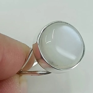 Rainbow Moonstone <b>Ring</b> 925 Sterling <b>Silver</b> Handmade <b>Statement</b> Promise <b>Ring</b> for Women Boho Round June Birthstone Jewelry - Product Image 3