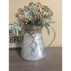 Vase de sol en métal galvanisé vert sauge avec finition décorative et pots de fleurs pour la décoration de salon et de jardin - Product Image 4