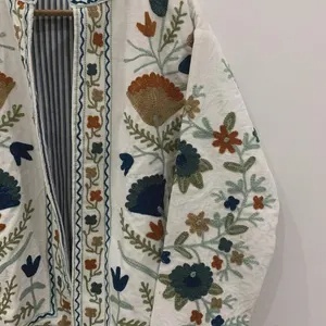 Handmade Suzani <b>Velvet</b> <b>Jacket</b> Embroidered Boho Winter Coat One Size Wholesale Bulk OEM ODM Factory Supplier - Product Image 3