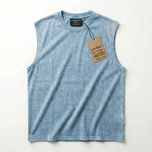 Camiseta sin mangas de alta gama con lavado mineral, etiqueta tejida personalizada y bajo MOQ, suministro de Sialkot - Product Image 5