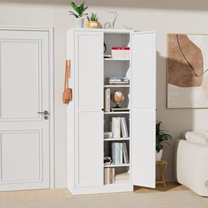 Organizador de Almacenamiento Metálico Blanco de 72 Pulgadas, Gabinete de Cocina Resistente, 5 Estantes Ajustables, Independiente, Sin Herramientas - Product Image 2
