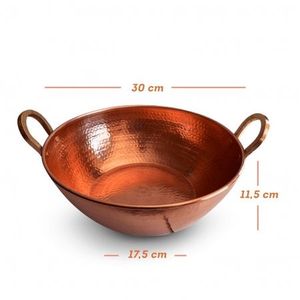 Traditional Indian Brass Cooking Wok Handmade Brass Kadai with Strong Iron Handles for Professional Kitchen Equipment - Product Image 2
