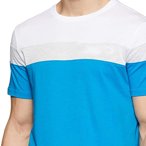 T-shirt homme 100% coton respirant à col rond et manches courtes, coupe classique, couleur blanc/bleu uni, avec design personnalisé - Product Image 2