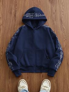 Custom Embroidered Spandex Cotton Hoodie Men Zip Up Streetwear Hoodie OEM Comfortable Casual Fashion Hooded Sweatshirt - Product Image 2