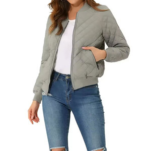 <b>Women's</b> Casual <b>Bomber</b> <b>Jacket</b> Designed with <b>Lightweight</b> Material Elastic Hem Secure Front Closure Comfortable Travel and Weekend - Product Image 2