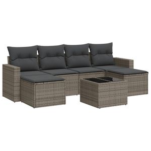Grand ensemble de canapés de jardin modulaires en rotin PE gris, mobilier de jardin extérieur haut de gamme - Product Image 2