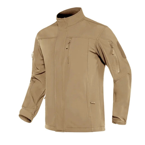 Veste coupe-vent softshell pour homme, grande taille, doublée polaire, imperméable, couleur unie, pour la randonnée, avec col montant - Vente en gros OEM - Product Image 4