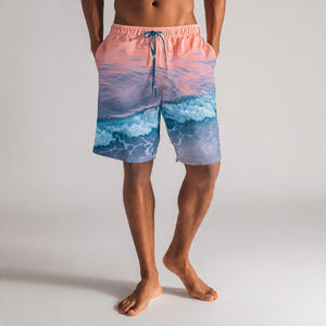 Shorts d'été pour hommes imprimés par sublimation, personnalisés, légers, 100 % polyester, anti-UV, séchage rapide, avec cordon de serrage à la taille - Product Image 3