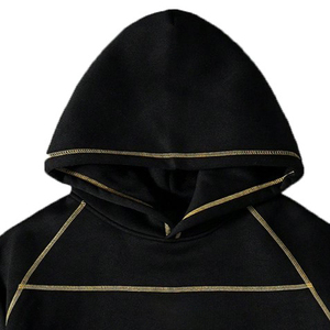 Custom Men's Contrast <b>Stitch</b> <b>Hoodies</b> Heavyweight Cotton Fleece Oversized Streetwear OEM Private Label Manufacturer - Product Image 2