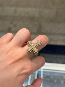 <b>Men's</b> Cross Style <b>Ring</b>, 925 <b>Sterling</b> <b>Silver</b> Moissanite Diamond <b>Ring</b>, Iced Out Hip Hop <b>Ring</b>, Perfect Anniversary Gift for <b>Men</b> - Product Image 2