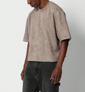 T-shirts pour hommes de haute qualité, 240 GSM, poids lourd, 100% coton, coupe courte, épaules tombantes, surdimensionnés, logo personnalisé, tissu tricoté - Product Image 3
