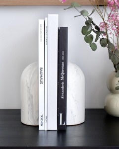 DC White Marble Minimalist Engraved Book Stopper Desk Organizer Compact Stone <b>Bookends</b> Graduation Customized Packing School - Product Image 5