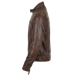 Chaqueta de Cuero con Revestimiento Clásico para Hombre, Diseño Moderno, con Cuello Alto y Logotipo Frontal - Product Image 1