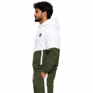 Sweat-shirts à capuche coupe-vent pour hommes, survêtement color block, sweats à capuche zippés avec logo, vêtements décontractés d'hiver, coupe régulière, vente en gros - Product Image 4