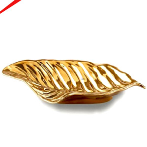 Plat en aluminium doré de qualité supérieure en forme de feuille, finition haut de gamme, parfait pour la décoration du salon - Product Image 3