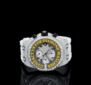 Montre unisexe mécanique de luxe à bracelet en caoutchouc blanc, boîtier rond en moissanite diamantée, best-seller, avec caractéristiques classiques - Product Image 2