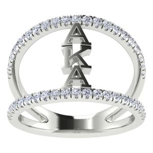 Anillo Doble de Plata para Mujer, Joyería Elegante de Moda, Anillo de Plata de Ley con Cristal, Accesorio Elegante para Regalo, Uso Diario - Product Image 6