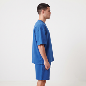 Ensemble de t-shirts et shorts pour hommes de haute qualité, couleur unie, 240 g, manches courtes, anti-UV, antibactérien, surdimensionné, personnalisable - Product Image 2