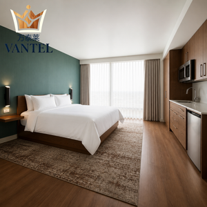 Set di Mobili per Suite d'Albergo, Arredamento Moderno in Legno per Camere Ospiti con Letto, Armadio e Minibar - Product Image 3