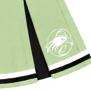 Ensemble d'uniforme de cheerleading vert clair, noir et blanc, avec crop top sans manches à col en V et jupe plissée, pour spectacle de danse et équipe de cheerleading - Product Image 5