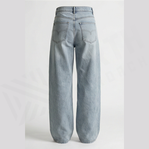 Jean en denim coupe droite délavé clair pour homme, taille haute, coupe classique, en coton, style décontracté, pantalon de printemps - Product Image 4