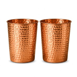 Verres à eau en cuivre pur, 100% cuivre massif, vaisselle pour la santé et le bien-être ayurvédiques, vente en gros, vaisselle de restaurant - Product Image 2