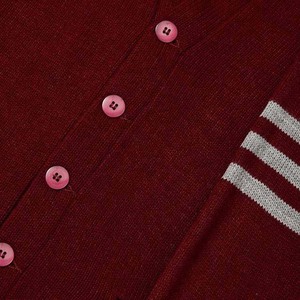 <b>Women's</b> <b>Red</b> Knitted <b>Cardigan</b> V-Neck Long Sleeve Contrast Color Solid Pattern Button Closure Classic Style All Seasons Wear - Product Image 5