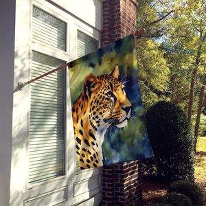 Pancarta decorativa de leopardo grande para patio, Bandera de Casa de poliéster Multicolor con poste de manga para porche y arte colgante de pared - Product Image 2