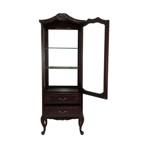 Vitrina Tradicional de Estilo Queen Anne, de una Sola Puerta, en Madera de Caoba Sólida, con Intrincados Tallados a Mano y Detalles en Latón, para Uso en Interiores - Product Image 2