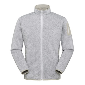 Stand-Up Collar Fleece Jacket <b>for</b> <b>Men</b> Women Winter Sporty Casual Knit <b>Cardigan</b> Sweatshirt Zipper Closure Front Logo - Product Image 2