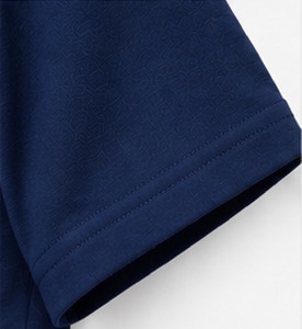 T-shirt en coton bleu marine pour homme, manches courtes, col rond, coupe classique, couleur unie, style jersey tricoté - Product Image 5