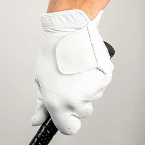 Premium All White Cabretta Leather Golf <b>Glove</b> Breathable Soft <b>Sheepskin</b> Golfing <b>Gloves</b> for <b>Men</b> OEM Custom - Product Image 3