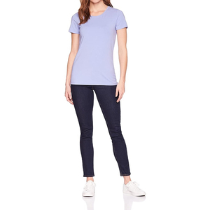 T-shirts pour femmes en coton 100% - Design de qualité supérieure, respirants, anti-rides, coupe décontractée, manches courtes, tricotés, couleur unie - Product Image 3