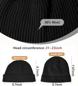 Berretto da Pescatore Unisex Nero a Costine di Alta Qualità, Cappello Corto Lavorato a Maglia con Risvolto, Berretto da Marinaio Personalizzabile con Logo, Vendita all'Ingrosso OEM - Product Image 4