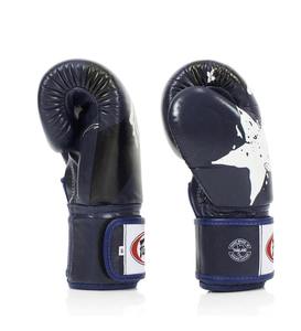 ถุงมือชกมวยไทย Fairtex รุ่นยอดนิยม สีน้ำเงินกรมท่า ลายพิมพ์ หนังวัวแท้ ระบายความชื้นได้ดี - Product Image 3