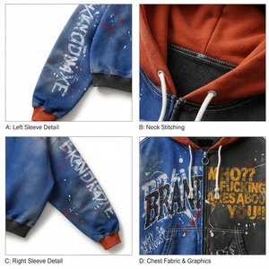 เสื้อฮู้ดดี้ผู้ชายแบบย้อมสีเอซิด คุณภาพพรีเมียม ขายดีที่สุด ราคาขายส่ง ไซส์ใหญ่ แฟชั่นเสื้อผ้า 100% ผ้าฝ้าย กันยับ - Product Image 6